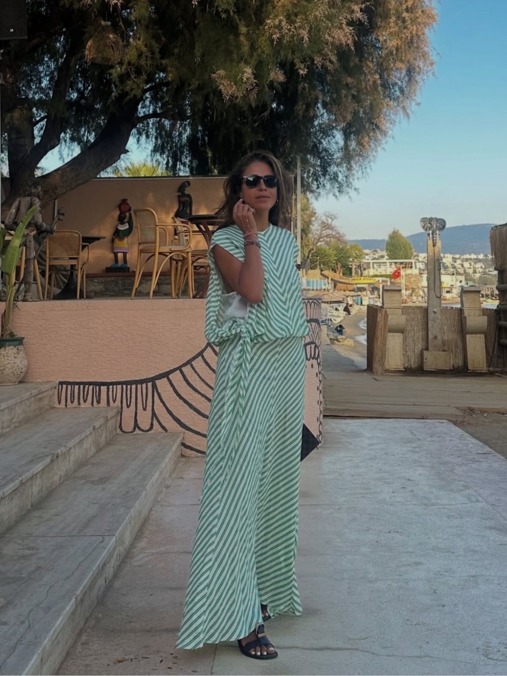 Zara Mint and White Striped Maxi Dress